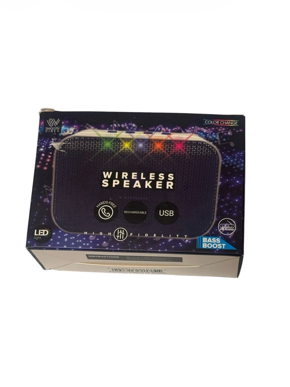 Wireless Bluetooth Speaker with LED Color-Change Lights - Black NIB